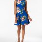 Jessica Howard Womens Floral-Print Fit & Flare Dress Size 8 Blue