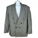 Policy Studio Mens Double Breasted Blazer L Black Buttons Gray Pinstripe Pattern Policy Studio Mens Double Breasted Blazer L Black Buttons Gray Pinstripe Pattern