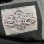 Policy Studio Mens Double Breasted Blazer L Black Buttons Gray Pinstripe Pattern