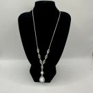 Silver Color Crystal Teardrop & Oval Pendant Necklace With Lobster Clasp Closure Silver Color Crystal Teardrop & Oval Pendant Necklace With Lobster Clasp Closure