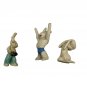 Set 3 Vintage Handmade Ceramic Rabbit Figurines Signed Brooks Whimsical Design