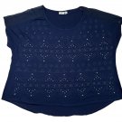 Cato Woman Ladies Plus Size 26/28W Navy Short Sleeve Diamond Studded Hi-Low Top Cato Woman Ladies Plus Size 26/28W Navy Short Sleeve Diamond Studded Hi-Low Top
