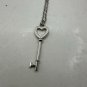Heart Key Pendant Necklace With Rhinestones & Lobster Clasp On Silver-Tone Chain
