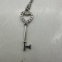 Heart Key Pendant Necklace With Rhinestones & Lobster Clasp On Silver-Tone Chain