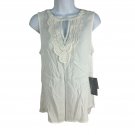 Daniel Rainn Womens Sleeveless Keyhole Top Sz S Ivory Textured Lace Trim Blouse