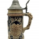 Vintage German Stoneware Beer Stein With Pewter Lid & Hand-Painted Reliefs 0.75L Vintage German Stoneware Beer Stein With Pewter Lid & Hand-Painted Reliefs 0.75L
