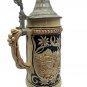 Vintage German Stoneware Beer Stein With Pewter Lid & Hand-Painted Reliefs 0.75L