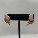 Vintage Monet Rose Quartz & Gold-Tone Leaf Earrings Elegant Vintage Monet Rose Quartz & Gold-Tone Leaf Earrings Elegant
