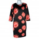 Neiman Marcus Women's Black Dress With Red Rose Print Size Large Neiman Marcus Women's Black Dress With Red Rose Print Size Large