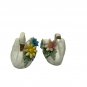 Vintage Ceramic Swan Figurine Pair Floral Accents Hand-Painted Made In Japan
