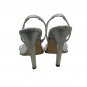 Good American Silver Metallic Slingback High Heel Sandals Clear Straps Size 7.5