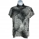 No Boundaries Juniors Zebra Print Mock Neck Top Black White Short Sleeve Size L No Boundaries Juniors Zebra Print Mock Neck Top Black White Short Sleeve Size L