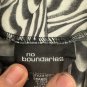 No Boundaries Juniors Zebra Print Mock Neck Top Black White Short Sleeve Size L