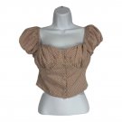 Nasty Gal Womens Polka Dot Puff Sleeve Crop Top Shirt Size 6 Tan Button Down Nasty Gal Womens Polka Dot Puff Sleeve Crop Top Shirt Size 6 Tan Button Down