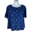 Croft&Barrow Womens Blue Star Print T-Shirt Size XXL Casual Short Sleeve Croft&Barrow Womens Blue Star Print T-Shirt Size XXL Casual Short Sleeve