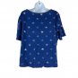Croft&Barrow Womens Blue Star Print T-Shirt Size XXL Casual Short Sleeve