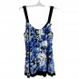 Ellen Tracy Womens Sleeveless Blue Floral Print Tunic Top Size Large Relaxed Fit