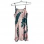 Pink Tropical Leaf Print Sleeveless Dress Womenâs Large Lightweight Casual