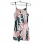 Pink Tropical Leaf Print Sleeveless Dress Womenâs Large Lightweight Casual
