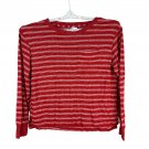 Stars Above Womens Red White Stripe Long Sleeve Relaxed Pocket T Shirt Size L