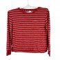 Stars Above Womens Red White Stripe Long Sleeve Relaxed Pocket T Shirt Size L