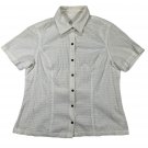 Christopher & Banks Womens Button-Up Short Sleeve Blouse Size Large White Textur Christopher & Banks Womens Button-Up Short Sleeve Blouse Size Large White Textur