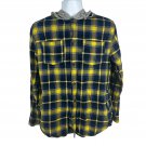 Pacsun Mens Large Yellow & Navy Plaid Flannel Hooded Shirt Relaxed Fit Pacsun Mens Large Yellow & Navy Plaid Flannel Hooded Shirt Relaxed Fit