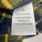 Pacsun Mens Large Yellow & Navy Plaid Flannel Hooded Shirt Relaxed Fit