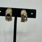 Vintage Two-Tone Gold & Silver Clip-On Earrings With Textured Design Vintage Two-Tone Gold & Silver Clip-On Earrings With Textured Design