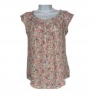 Lauren Conrad Floral Blouse Womens XS Cap Sleeve Semi-Sheer Lightweight