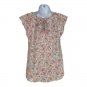 Lauren Conrad Floral Blouse Womens XS Cap Sleeve Semi-Sheer Lightweight