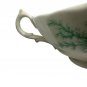 Antique Victorian Era Green Floral Transferware Teacup & Saucer Set White Scallo