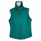 Christopher & Banks Womens Quilted Green Vest S Lightweight Full Zip Pockets