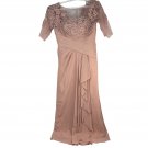Elegant Lace & Chiffon Mauve Wedding Dress Short Sleeves & Button Back Closure