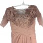 Elegant Lace & Chiffon Mauve Wedding Dress Short Sleeves & Button Back Closure