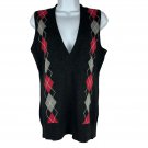 Cabi Argyle Print Black Wool Sleeveless Sweater Vest Size Small 100% Lambswool Cabi Argyle Print Black Wool Sleeveless Sweater Vest Size Small 100% Lambswool