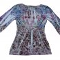 Unity World Wear Women&acirc;��s Large Tunic Pullover Top 3/4 Sleeve Multicolor Boho