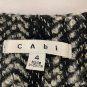 Cabi Black & White Herringbone Tweed Cropped Jacket Size 4 With Zipper Detail