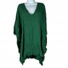 Green Frayed Hem V-Neck Poncho Style Top Size Large By Remixmess 100% Rayon Green Frayed Hem V-Neck Poncho Style Top Size Large By Remixmess 100% Rayon