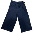 Land N Sea Womens Wide-Leg Navy Pants M Washable Linen Blend Spring Casual