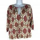 Croft & Barrow Womens Medium 100% Cotton 3/4 Sleeve Button-Up Top