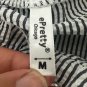 Black And White Striped ePretty Ruffle Button Up Blouse Size M Lightweight Chic