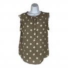 Broadway & Broome Beige Polka Dot Silk Sleeveless Blouse Size Medium