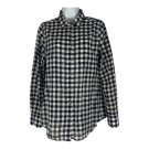 J.Crew Boy Fit Navy & White Gingham Button-Up Shirt 100% Cotton Size Medium