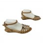 Jessica Simpson Tan Gold Accent Strappy Flat Sandals Womens Size 7.5 Casual Chic