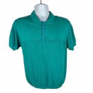 Peter B Vintage Mens Polo Shirt Size Large Teal Ribbed Short Sleeve