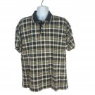 Trader Bay Plaid Polo Shirt Mens Medium Collared Short Sleeve Vintage 90s