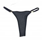 Womens Ribbed Thong Panties Size S Gray & Black Womens Ribbed Thong Panties Size S Gray & Black