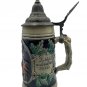 Vintage German Ceramic Beer Stein With Pewter Lid Forest Scene & Oak Leaf Design