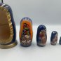 Nativity-Themed Russian Nesting Dolls Golden Cockerel Hand-Painted 5 Figurines